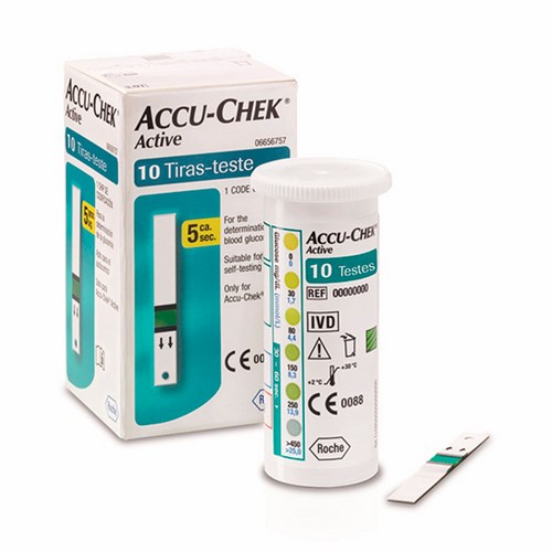 TIRAS PARA TESTE ACCU-CHEK ACTIVE COM 10 UNIDADES