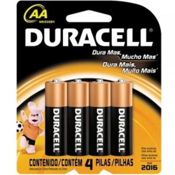 Pilha Alcalina Duracell AA basica com 4 unidades