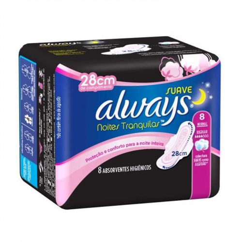 Absorvente Noturno Always Noites Tranquilas com abas, suave 8 unidades