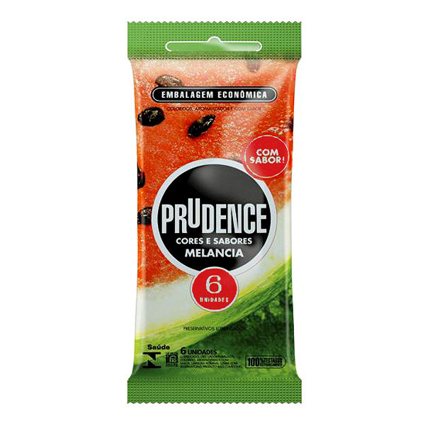 PRESERVATIVO PRUDENCE CORES E SABORES MELANCIA COM 6 UNIDADES