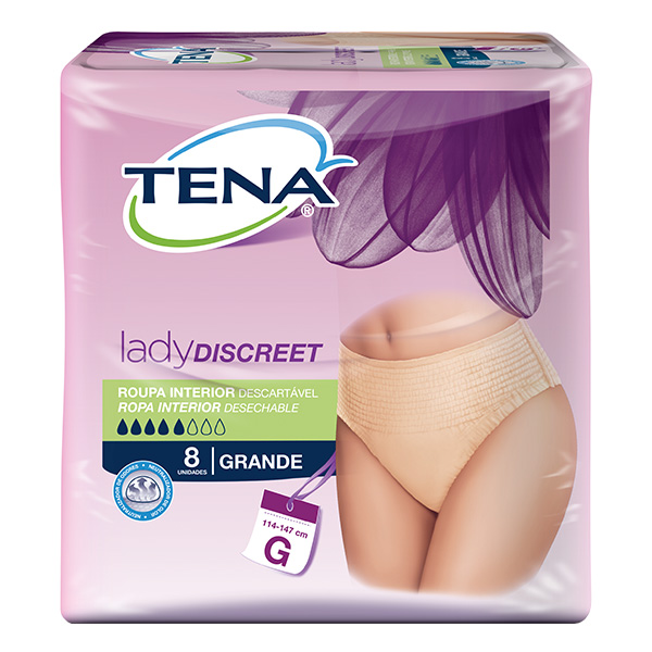 ROUPA INTIMA TENA LADY DISCREET COM 8 UNIDADES TAMANHO G