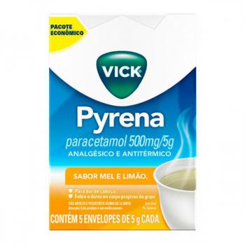 Vick Pyrena 500mg Sabor Mel e Limao 5 Envelopes 5G