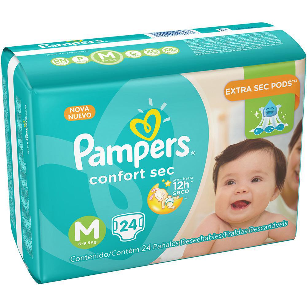 Fralda Pampers total confort M com 24 unidades