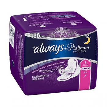 Absorvente Always Noturno Cobertura Seca Platinum Collection com Abas 8 Unidades