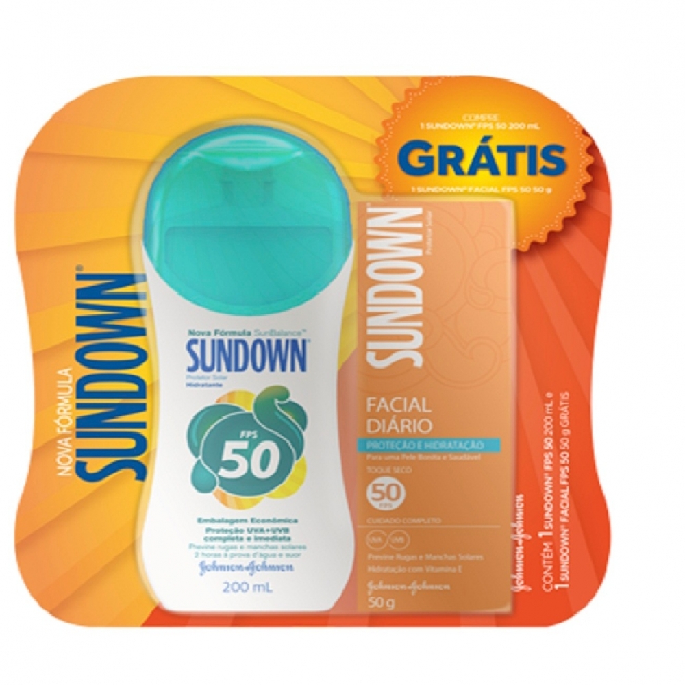 Kit Protetor Solar Sundown FPS 50 Loção 200ml + Facial 50g