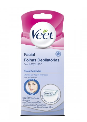 Folhas Para Depilacao Facial Veet Pele Delicada Com 12 Unidades