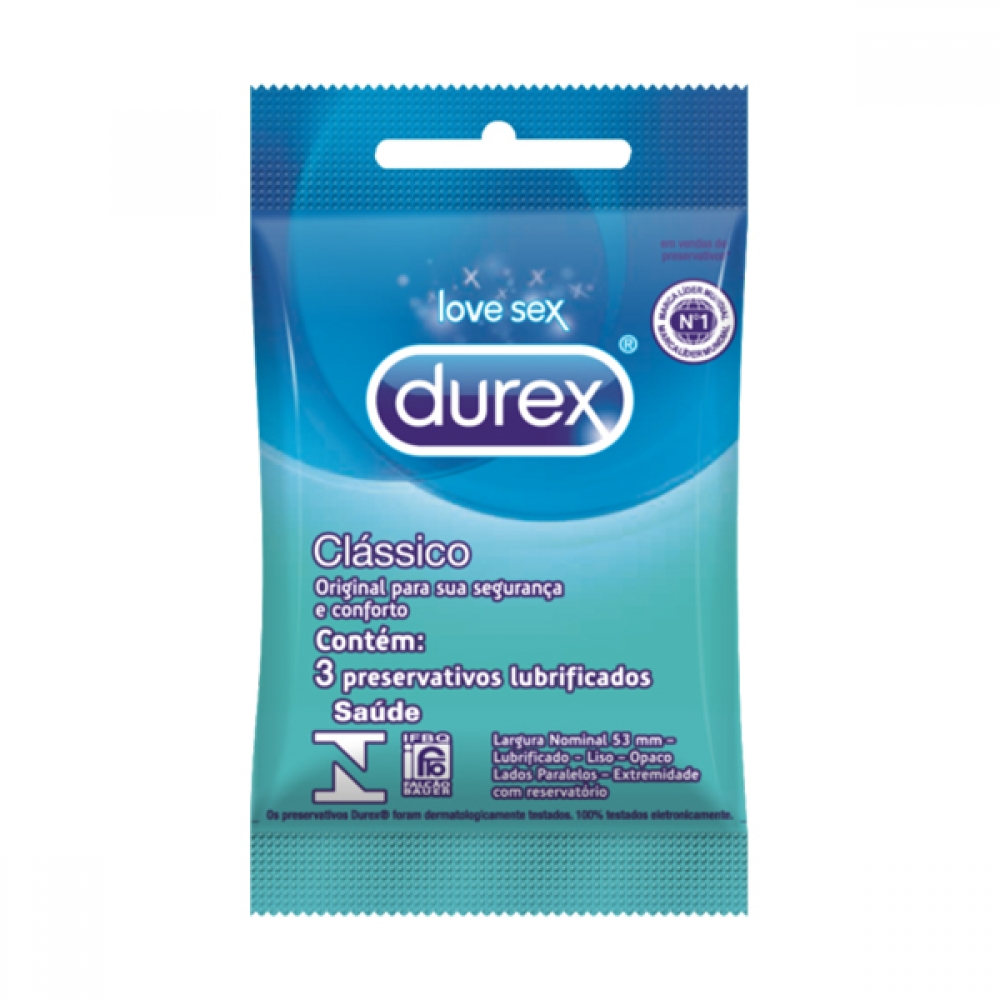 Preservativo Durex Clássico com 3 Unidades