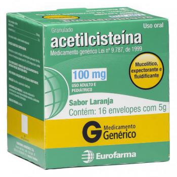 Acetilcisteina 16 envelopes com 5g  sabor laranja