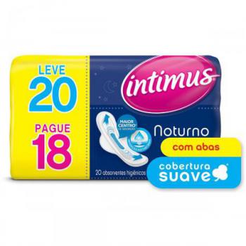 Absorvente Intimus Gel Noturno Cobertura Suave com Abas Leve 20 Unidades Pague 18