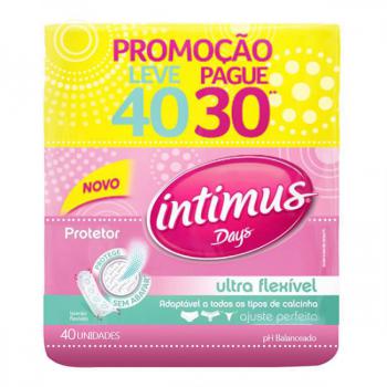 Protetor Diario Intimus Days flexivel, sem abas, leve 40 e pague 30