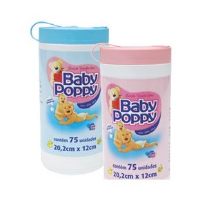 Lenco Umedecido Baby Poppy Azul / Rosa Com 75 Unidades