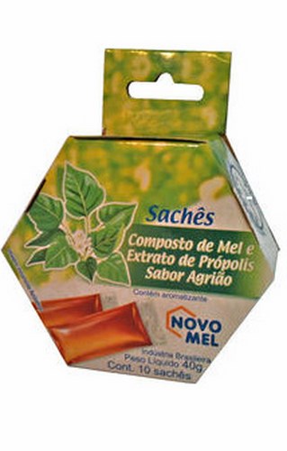Mel novo mel sachê própolis e agrião 40g
