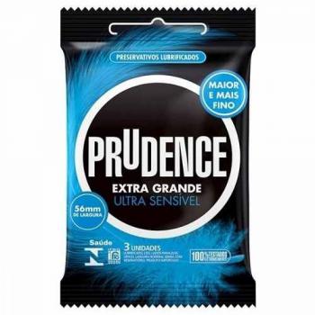 PRESERVATIVO PRUDENCE EXTRA GRANDE ULTRA SENSÍVEL COM 3 UNIDADES